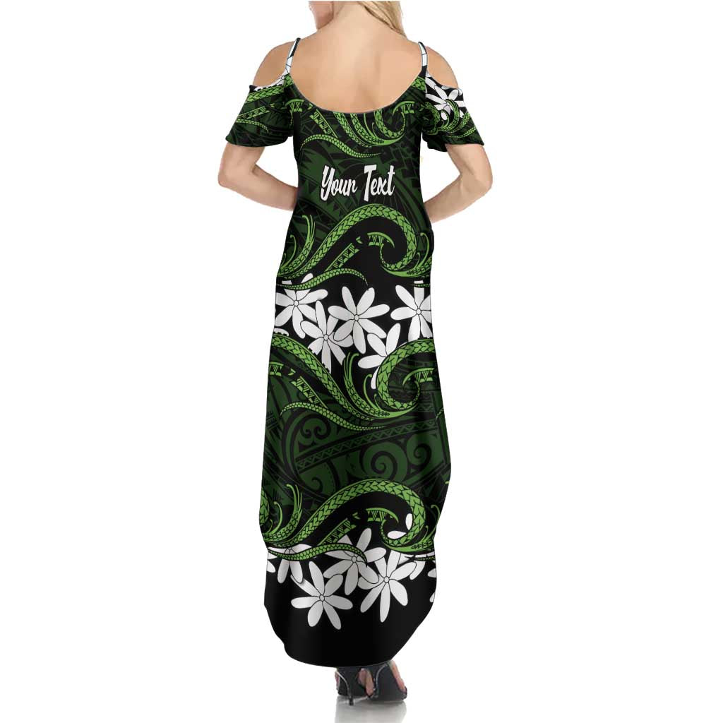 Personalised Cook Islands Palmerston Summer Maxi Dress Tiare Maori Polynesian Waves Tattoo LT14 - Polynesian Pride