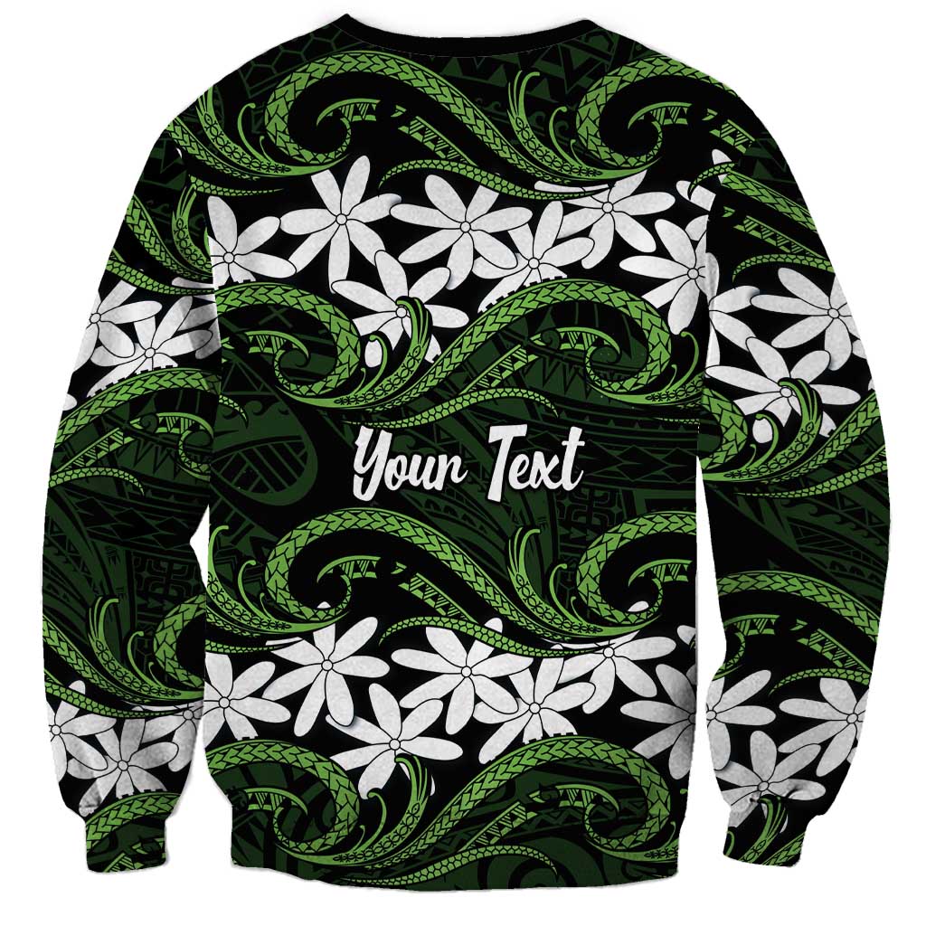 Personalised Cook Islands Palmerston Sweatshirt Tiare Maori Polynesian Waves Tattoo LT14 - Polynesian Pride