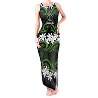 Personalised Cook Islands Palmerston Tank Maxi Dress Tiare Maori Polynesian Waves Tattoo LT14 Women Green - Polynesian Pride