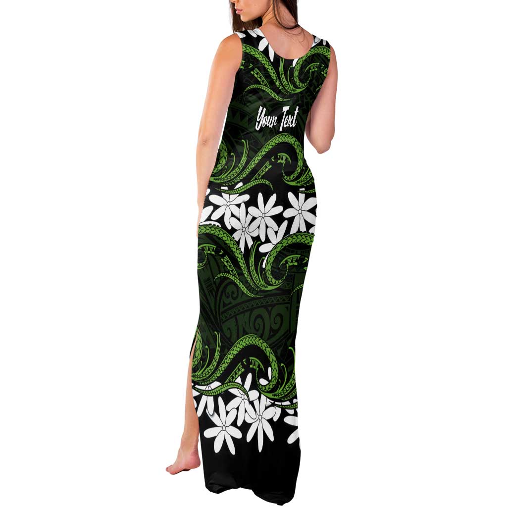 Personalised Cook Islands Palmerston Tank Maxi Dress Tiare Maori Polynesian Waves Tattoo LT14 - Polynesian Pride