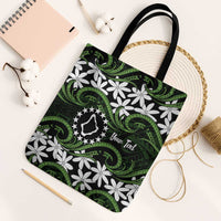 Personalised Cook Islands Palmerston Tote Bag Tiare Maori Polynesian Waves Tattoo LT14 Black Strap One Size Green - Polynesian Pride