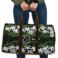 Personalised Cook Islands Palmerston Travel Bag Tiare Maori Polynesian Waves Tattoo LT14 Green - Polynesian Pride