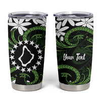 Personalised Cook Islands Palmerston Tumbler Cup Tiare Maori Polynesian Waves Tattoo LT14 Green - Polynesian Pride