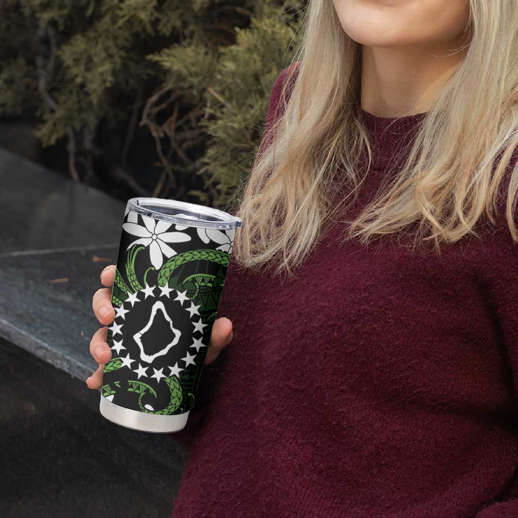 Personalised Cook Islands Palmerston Tumbler Cup Tiare Maori Polynesian Waves Tattoo LT14 - Polynesian Pride