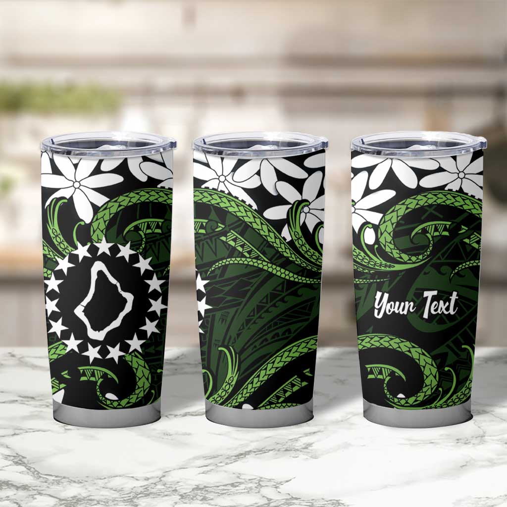 Personalised Cook Islands Palmerston Tumbler Cup Tiare Maori Polynesian Waves Tattoo LT14 - Polynesian Pride