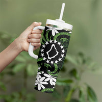 Personalised Cook Islands Palmerston Tumbler With Handle Tiare Maori Polynesian Waves Tattoo LT14 - Polynesian Pride