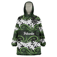 Personalised Cook Islands Palmerston Wearable Blanket Hoodie Tiare Maori Polynesian Waves Tattoo LT14 One Size Green - Polynesian Pride