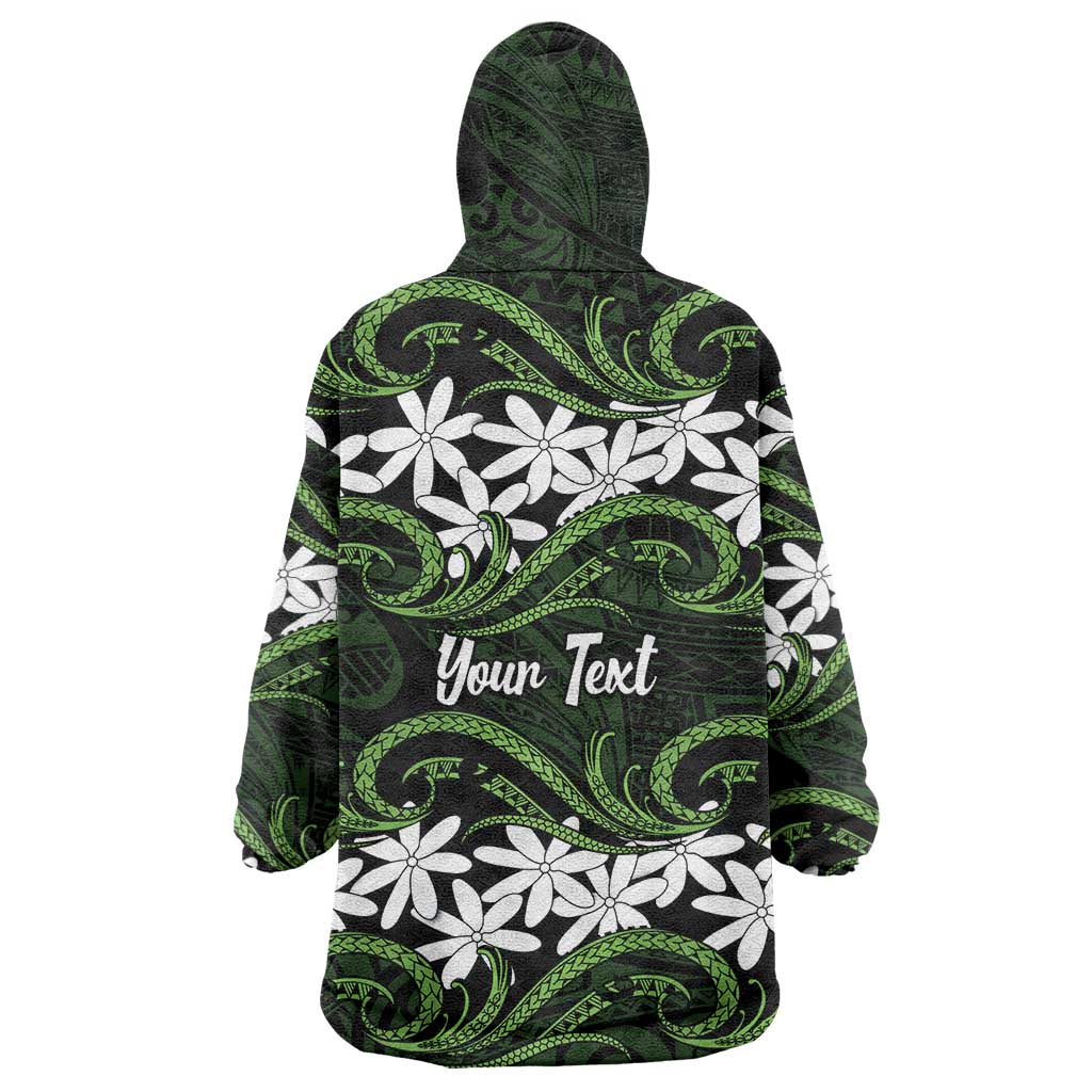 Personalised Cook Islands Palmerston Wearable Blanket Hoodie Tiare Maori Polynesian Waves Tattoo LT14 - Polynesian Pride