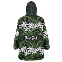Personalised Cook Islands Palmerston Wearable Blanket Hoodie Tiare Maori Polynesian Waves Tattoo LT14 - Polynesian Pride