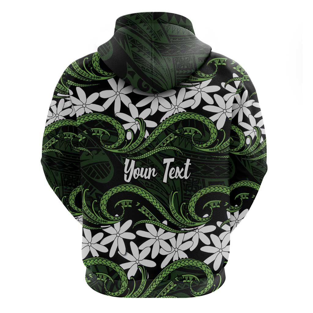 Personalised Cook Islands Palmerston Zip Hoodie Tiare Maori Polynesian Waves Tattoo LT14 - Polynesian Pride