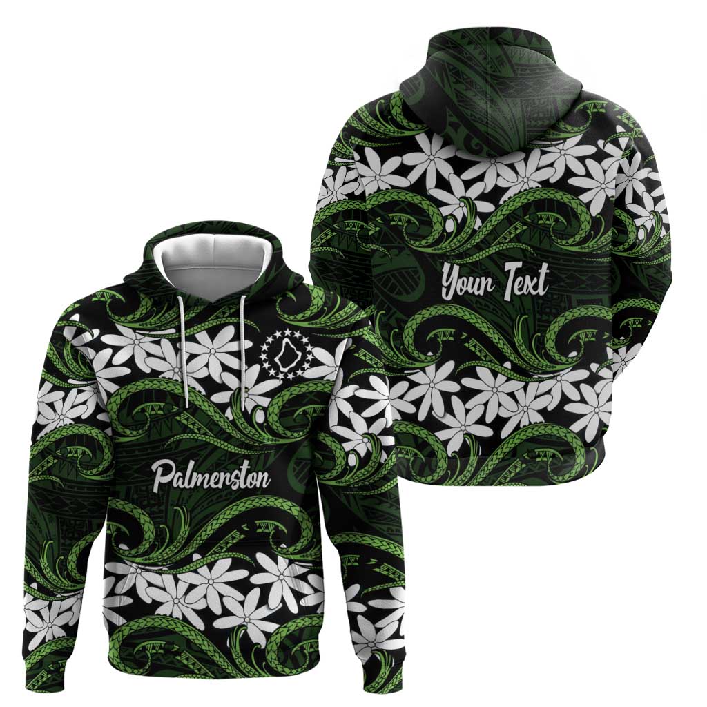 Personalised Cook Islands Palmerston Zip Hoodie Tiare Maori Polynesian Waves Tattoo LT14 - Polynesian Pride