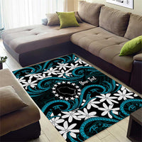 Personalised Cook Islands Penrhyn Atoll Area Rug Tiare Maori Polynesian Waves Tattoo LT14 - Polynesian Pride