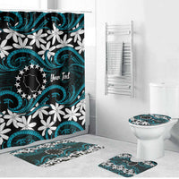 Personalised Cook Islands Penrhyn Atoll Bathroom Set Tiare Maori Polynesian Waves Tattoo LT14 Bathroom Set (4 pcs) Blue - Polynesian Pride