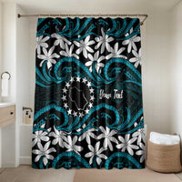 Personalised Cook Islands Penrhyn Atoll Bathroom Set Tiare Maori Polynesian Waves Tattoo LT14 Shower Curtain Only Blue - Polynesian Pride