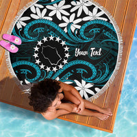 Personalised Cook Islands Penrhyn Atoll Beach Blanket Tiare Maori Polynesian Waves Tattoo LT14 - Polynesian Pride