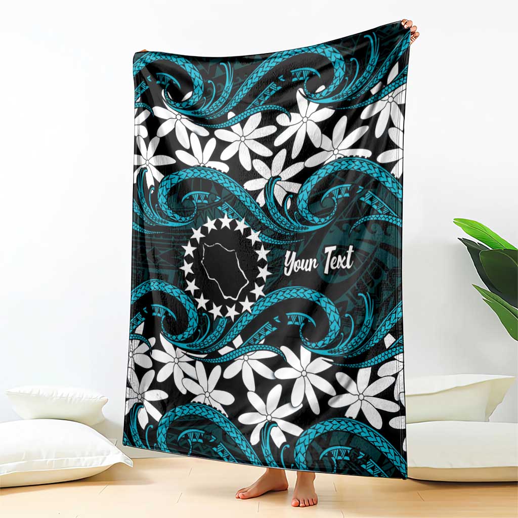 Personalised Cook Islands Penrhyn Atoll Blanket Tiare Maori Polynesian Waves Tattoo LT14 - Polynesian Pride
