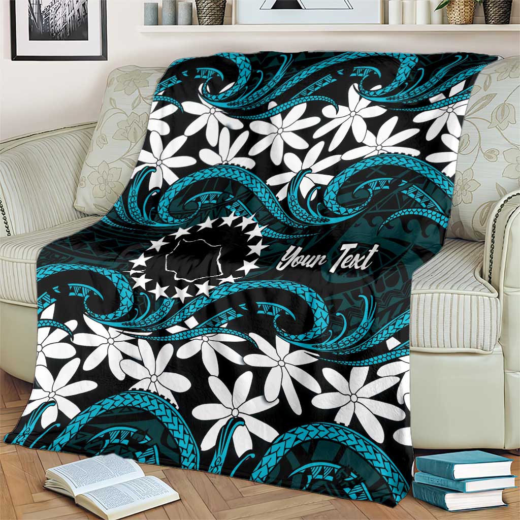 Personalised Cook Islands Penrhyn Atoll Blanket Tiare Maori Polynesian Waves Tattoo LT14 - Polynesian Pride