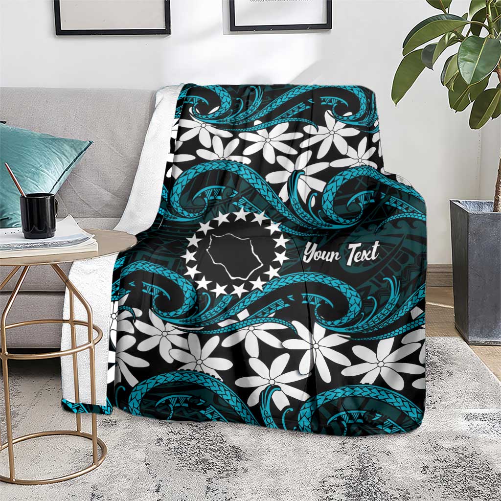 Personalised Cook Islands Penrhyn Atoll Blanket Tiare Maori Polynesian Waves Tattoo LT14 - Polynesian Pride