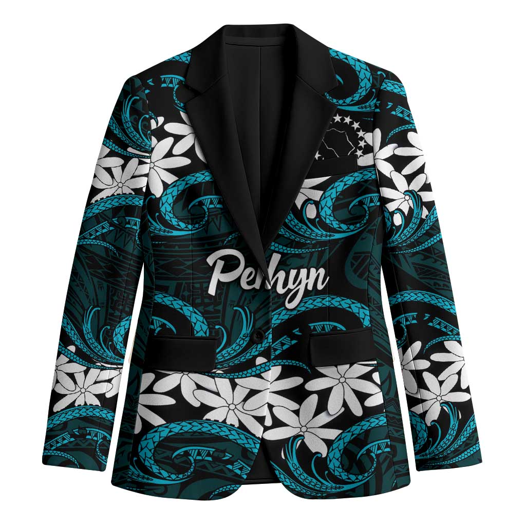 Personalised Cook Islands Penrhyn Atoll Blazer Tiare Maori Polynesian Waves Tattoo