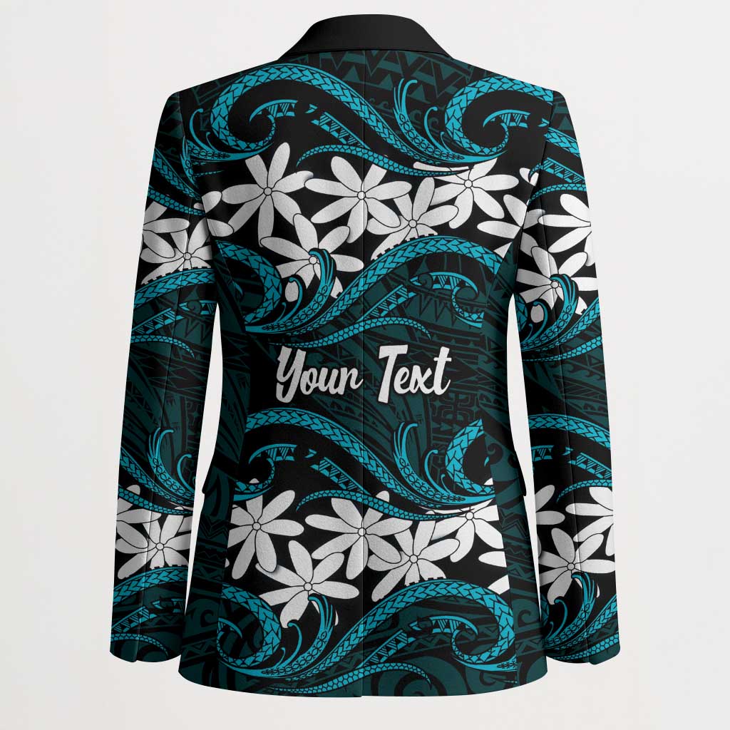 Personalised Cook Islands Penrhyn Atoll Blazer Tiare Maori Polynesian Waves Tattoo