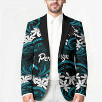 Personalised Cook Islands Penrhyn Atoll Blazer Tiare Maori Polynesian Waves Tattoo
