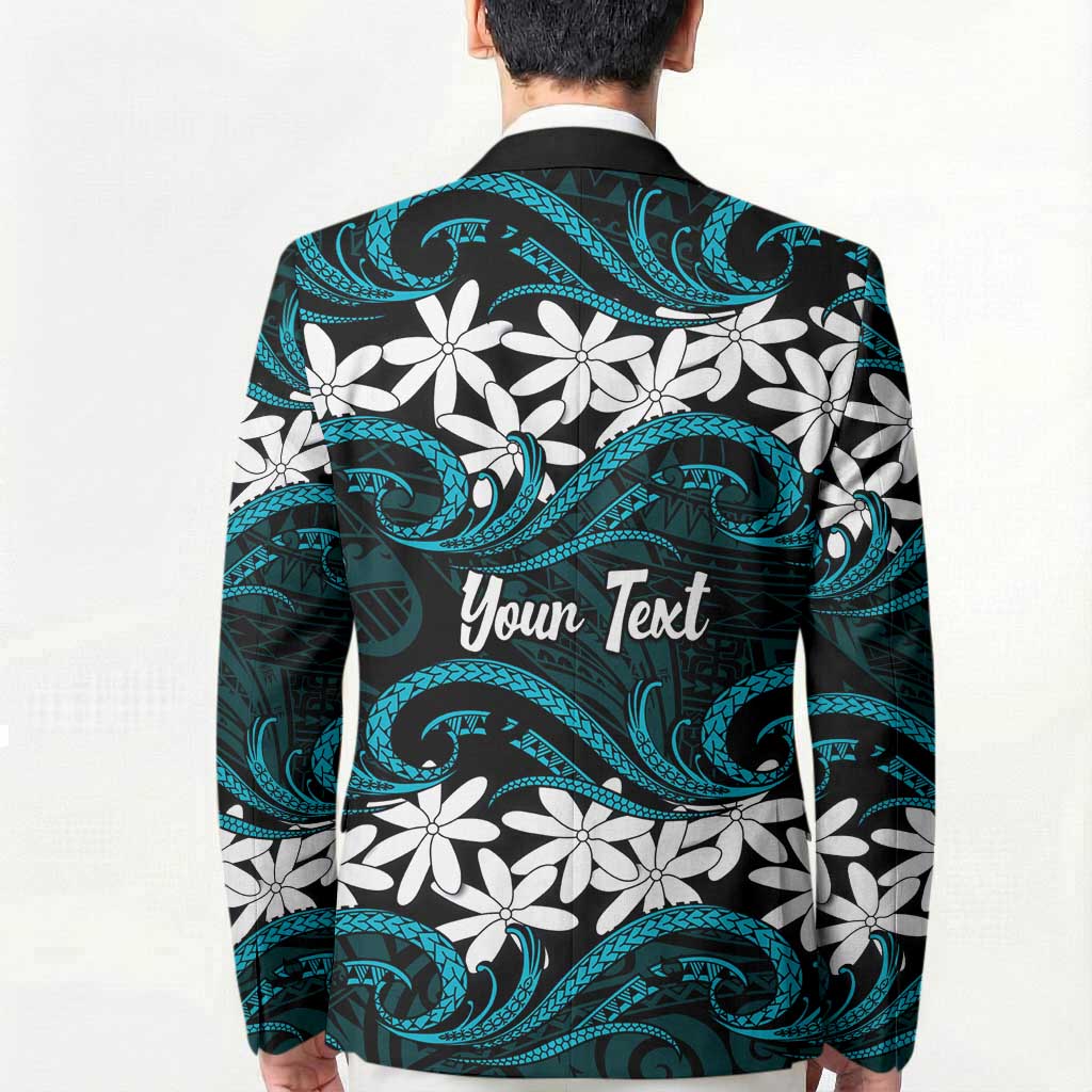 Personalised Cook Islands Penrhyn Atoll Blazer Tiare Maori Polynesian Waves Tattoo