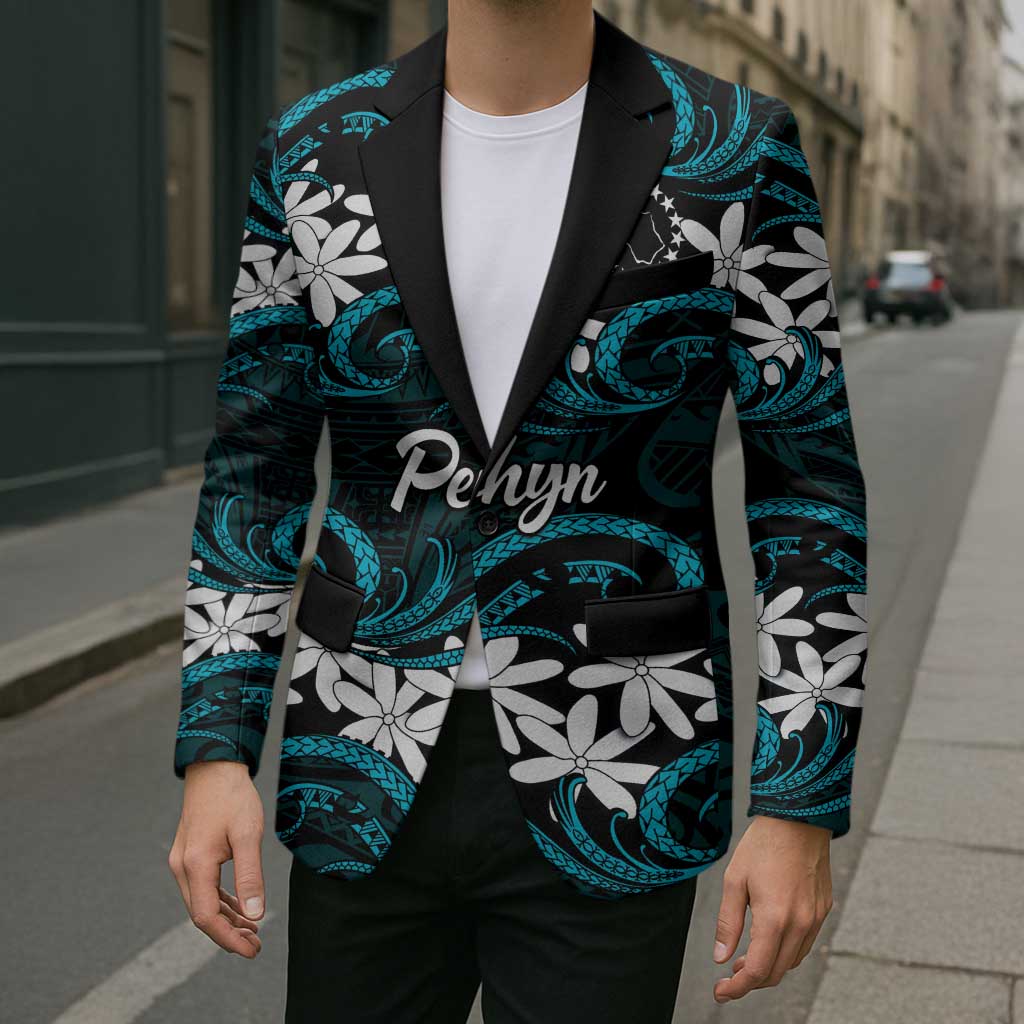 Personalised Cook Islands Penrhyn Atoll Blazer Tiare Maori Polynesian Waves Tattoo