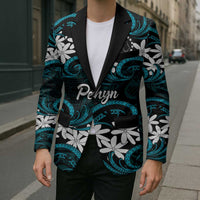 Personalised Cook Islands Penrhyn Atoll Blazer Tiare Maori Polynesian Waves Tattoo