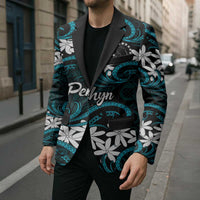 Personalised Cook Islands Penrhyn Atoll Blazer Tiare Maori Polynesian Waves Tattoo
