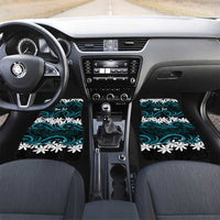 Personalised Cook Islands Penrhyn Atoll Car Mats Tiare Maori Polynesian Waves Tattoo LT14 Set 2pcs - Front Blue - Polynesian Pride