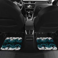 Personalised Cook Islands Penrhyn Atoll Car Mats Tiare Maori Polynesian Waves Tattoo LT14 Set 2pcs - Back Blue - Polynesian Pride