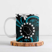 Personalised Cook Islands Penrhyn Atoll Ceramic Mug Tiare Maori Polynesian Waves Tattoo LT14 Blue - Polynesian Pride