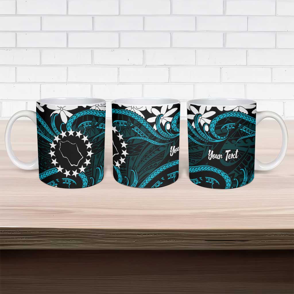 Personalised Cook Islands Penrhyn Atoll Ceramic Mug Tiare Maori Polynesian Waves Tattoo LT14 - Polynesian Pride