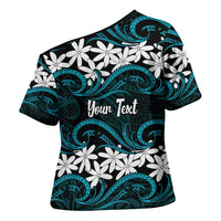 Personalised Cook Islands Penrhyn Atoll Cross Shoulder Shirt Tiare Maori Polynesian Waves Tattoo LT14 - Polynesian Pride