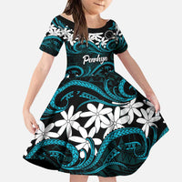Personalised Cook Islands Penrhyn Atoll Family Matching Off The Shoulder Long Sleeve Dress and Hawaiian Shirt Tiare Maori Polynesian Waves Tattoo