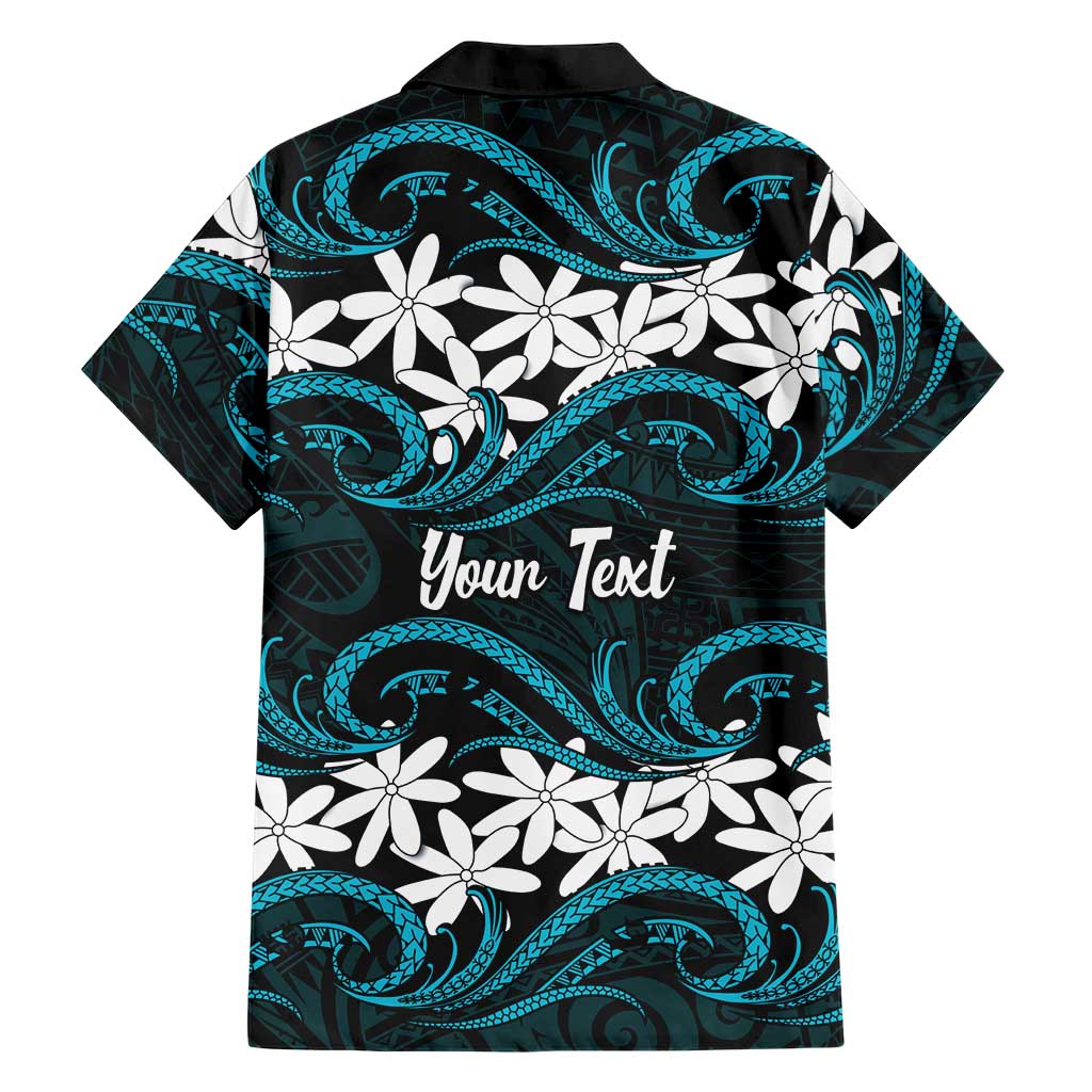 Personalised Cook Islands Penrhyn Atoll Family Matching Off Shoulder Maxi Dress and Hawaiian Shirt Tiare Maori Polynesian Waves Tattoo