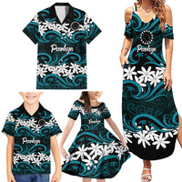 Personalised Cook Islands Penrhyn Atoll Family Matching Summer Maxi Dress and Hawaiian Shirt Tiare Maori Polynesian Waves Tattoo