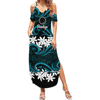 Personalised Cook Islands Penrhyn Atoll Family Matching Summer Maxi Dress and Hawaiian Shirt Tiare Maori Polynesian Waves Tattoo
