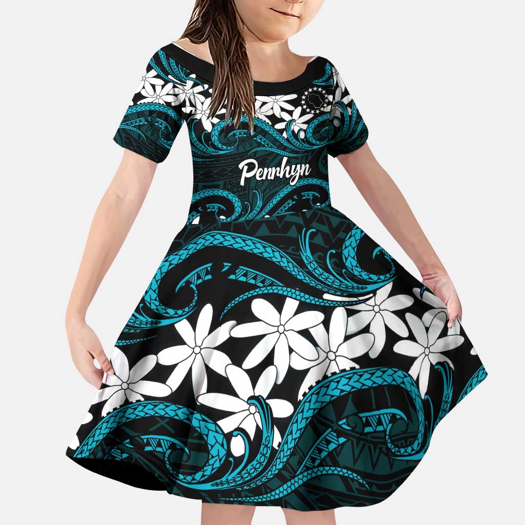 Personalised Cook Islands Penrhyn Atoll Family Matching Tank Maxi Dress and Hawaiian Shirt Tiare Maori Polynesian Waves Tattoo