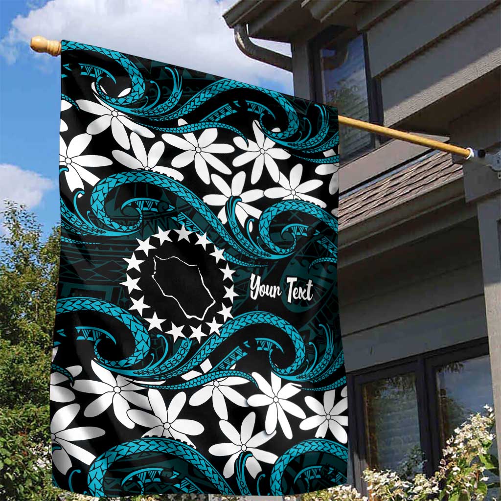 Personalised Cook Islands Penrhyn Atoll Garden Flag Tiare Maori Polynesian Waves Tattoo LT14 - Polynesian Pride