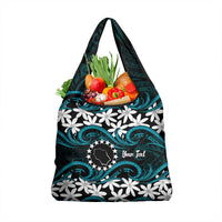 Personalised Cook Islands Penrhyn Atoll Grocery Bag Tiare Maori Polynesian Waves Tattoo LT14 1-pack One Size Blue - Polynesian Pride