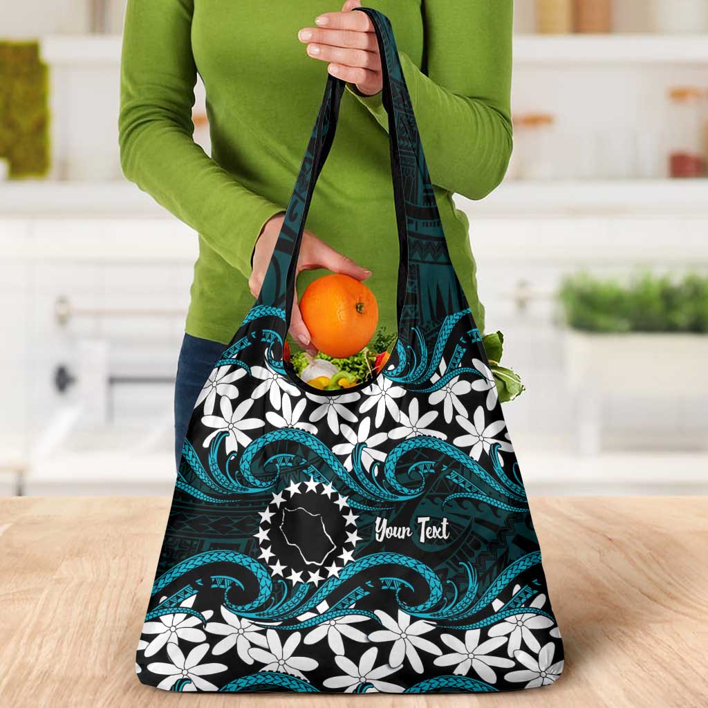 Personalised Cook Islands Penrhyn Atoll Grocery Bag Tiare Maori Polynesian Waves Tattoo LT14 - Polynesian Pride