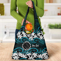 Personalised Cook Islands Penrhyn Atoll Grocery Bag Tiare Maori Polynesian Waves Tattoo LT14 - Polynesian Pride