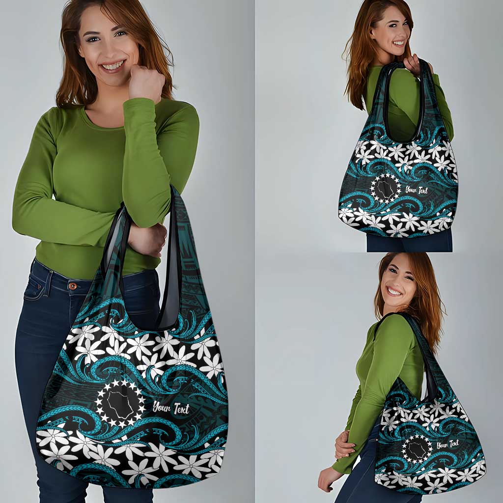 Personalised Cook Islands Penrhyn Atoll Grocery Bag Tiare Maori Polynesian Waves Tattoo LT14 - Polynesian Pride