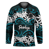 Personalised Cook Islands Penrhyn Atoll Hockey Jersey Tiare Maori Polynesian Waves Tattoo LT14 Unisex Blue - Polynesian Pride