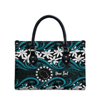 Personalised Cook Islands Penrhyn Atoll Leather Bag Tiare Maori Polynesian Waves Tattoo LT14 - Polynesian Pride