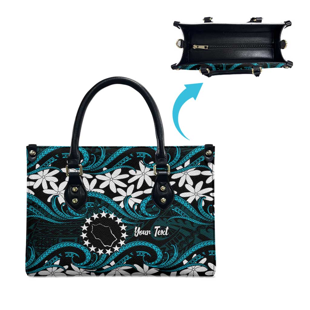 Personalised Cook Islands Penrhyn Atoll Leather Bag Tiare Maori Polynesian Waves Tattoo LT14 - Polynesian Pride
