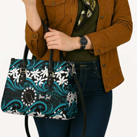 Personalised Cook Islands Penrhyn Atoll Leather Bag Tiare Maori Polynesian Waves Tattoo LT14 - Polynesian Pride