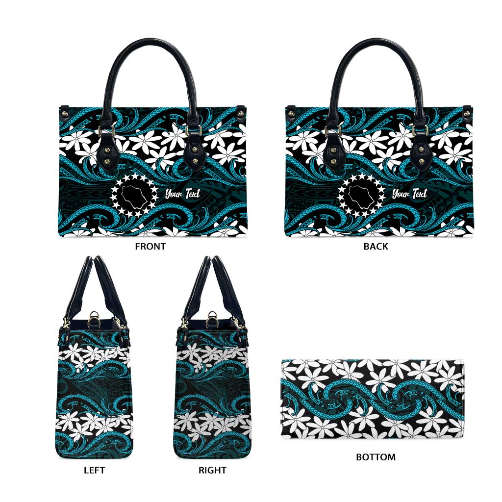 Personalised Cook Islands Penrhyn Atoll Leather Bag Tiare Maori Polynesian Waves Tattoo LT14 - Polynesian Pride