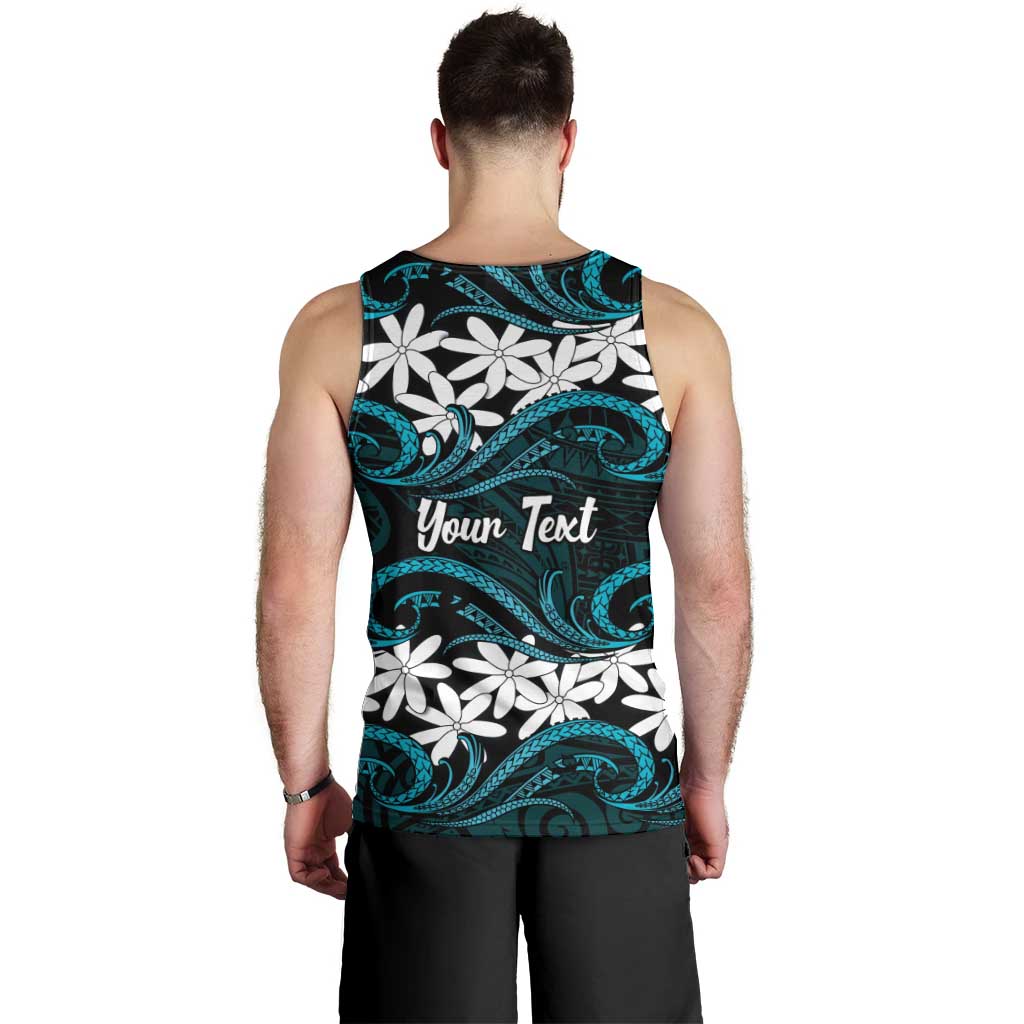Personalised Cook Islands Penrhyn Atoll Men Tank Top Tiare Maori Polynesian Waves Tattoo LT14 - Polynesian Pride